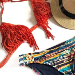 Fringe swimsuit Tribal hippie Aztec Lucky Brand
